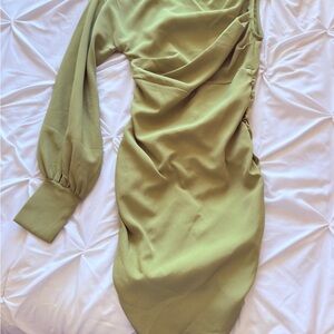 PrettyLittleThing One Shoulder Light Green Dress